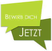 Zwei Sprechblasen "Bewirb dich jetzt!"