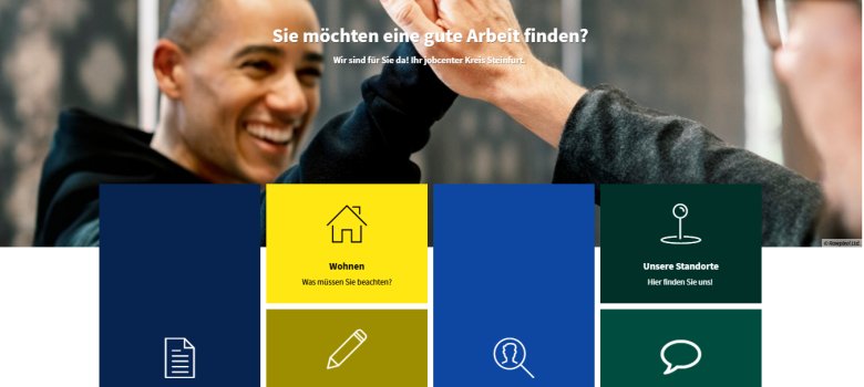 Startsteite der Homepges des jobenters Kreis Steinfurt