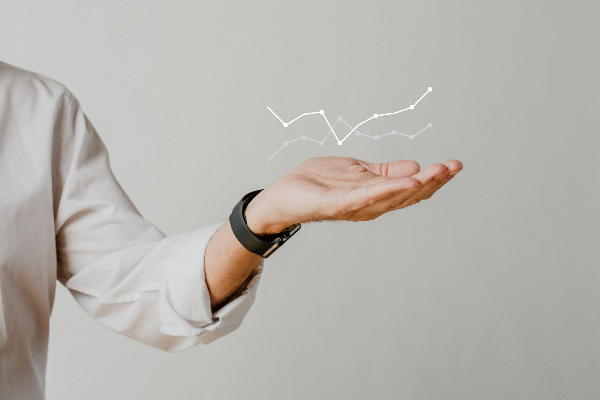 Digital graph with businessman hand overlay Digital graph with businessman hand overlay