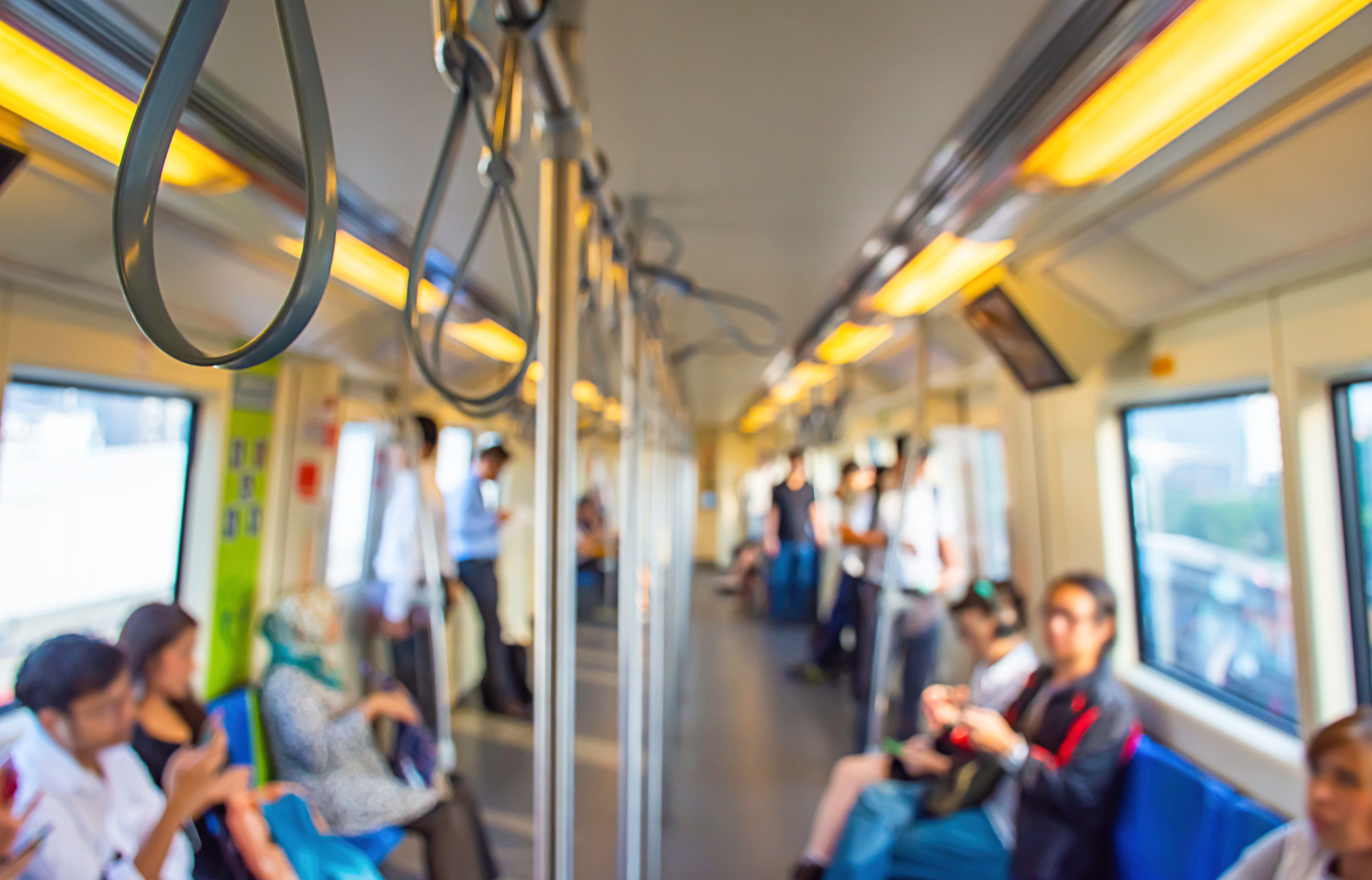 Blurry image of a passenger Subway train