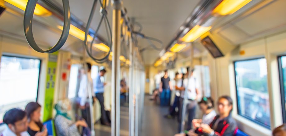 Blurry image of a passenger Subway train