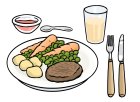 Kinder können am Mittagessen teilnehmen.